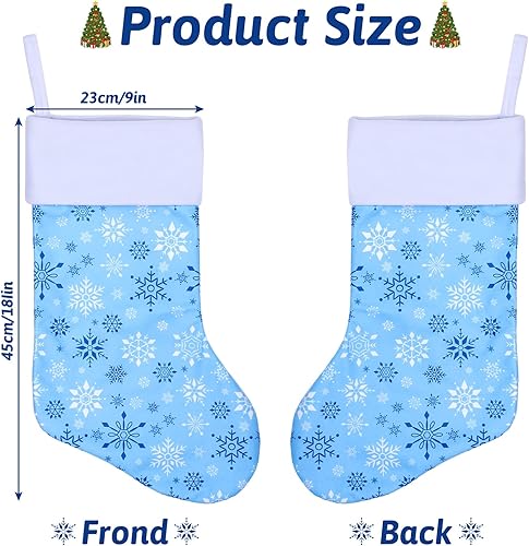 Miniatura 2 de Whaline Juego de 4 medias de Navidad, medias de franela de 18 pulgadas de tamaño grande con copos de nieve, diseño de reno de árbol de Navidad para