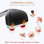 Snailax Cordless Handheld Back Massager with Heat,Deep Tissue Percussion Massager, 3 Sets of Dual Pivoting Heads,Rechargeable Hand Held Massager for Neck,Back Shoulder,Calf,Legs, Gifts for Women Men