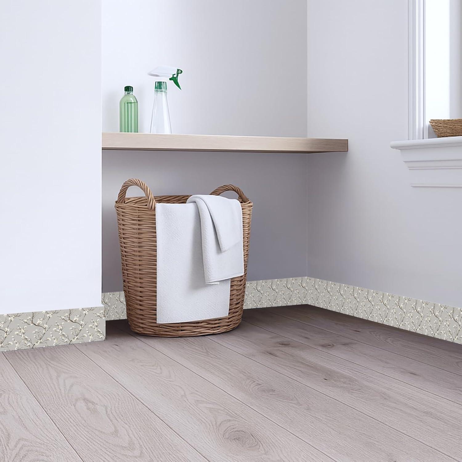 Grey Brick Wallpaper Border 196x4 Inch Peel and Stick Wall Border Removable Vinyl Wall Trim Rustic Stone Pattern for Kitchen Bathroom Living Room Home Decor