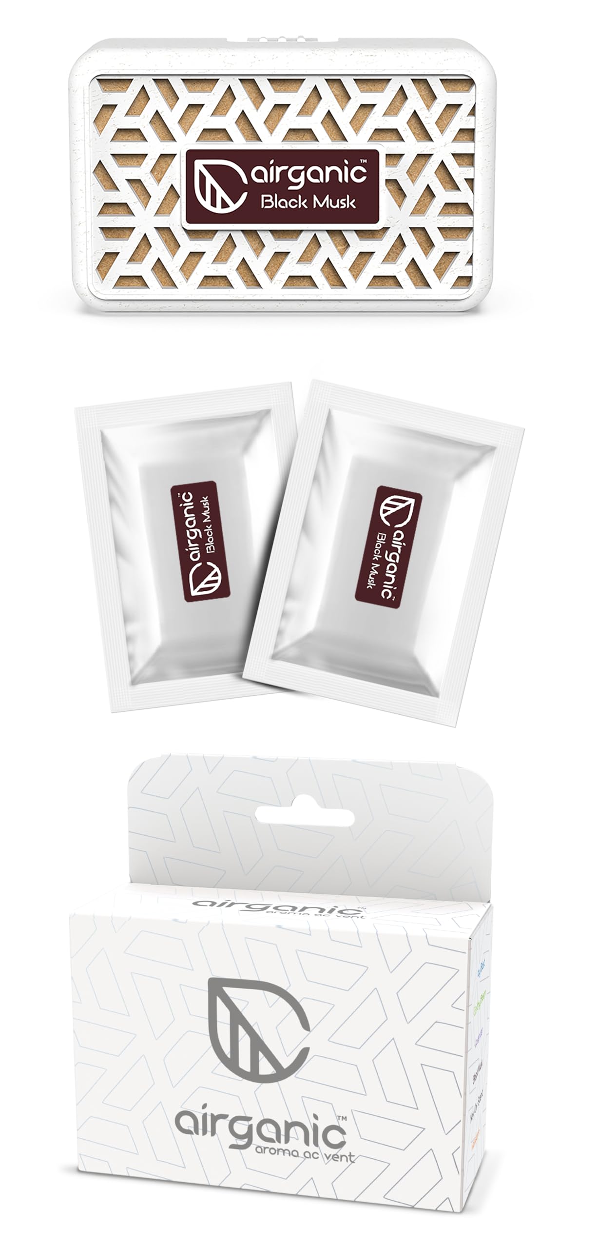 Aroma Car Ac Vent - Black Musk Combo Kit | Long-Lasting Fragrance | Spill-Proof Bar | Car Air Freshener | Ac vent for car | Car accessories interior