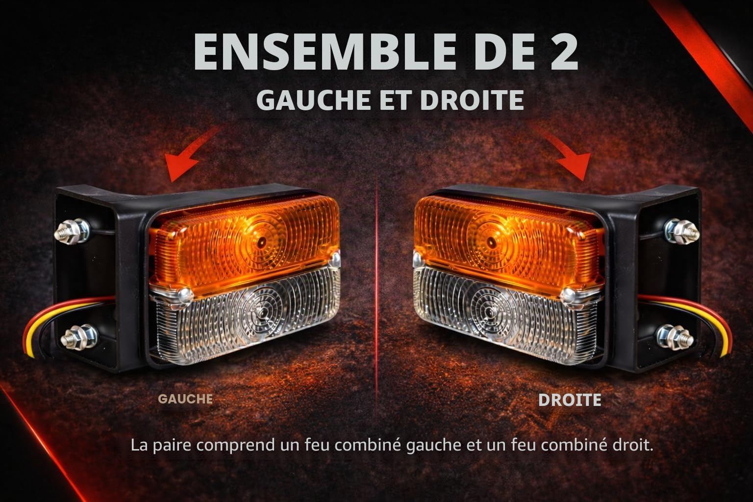 APSMOTIV Paire de clignotants, feu de position latéral avec ampoules 12 V, adapté pour Case IH | Tracteur Massey Ferguson | Tracteur McCormick