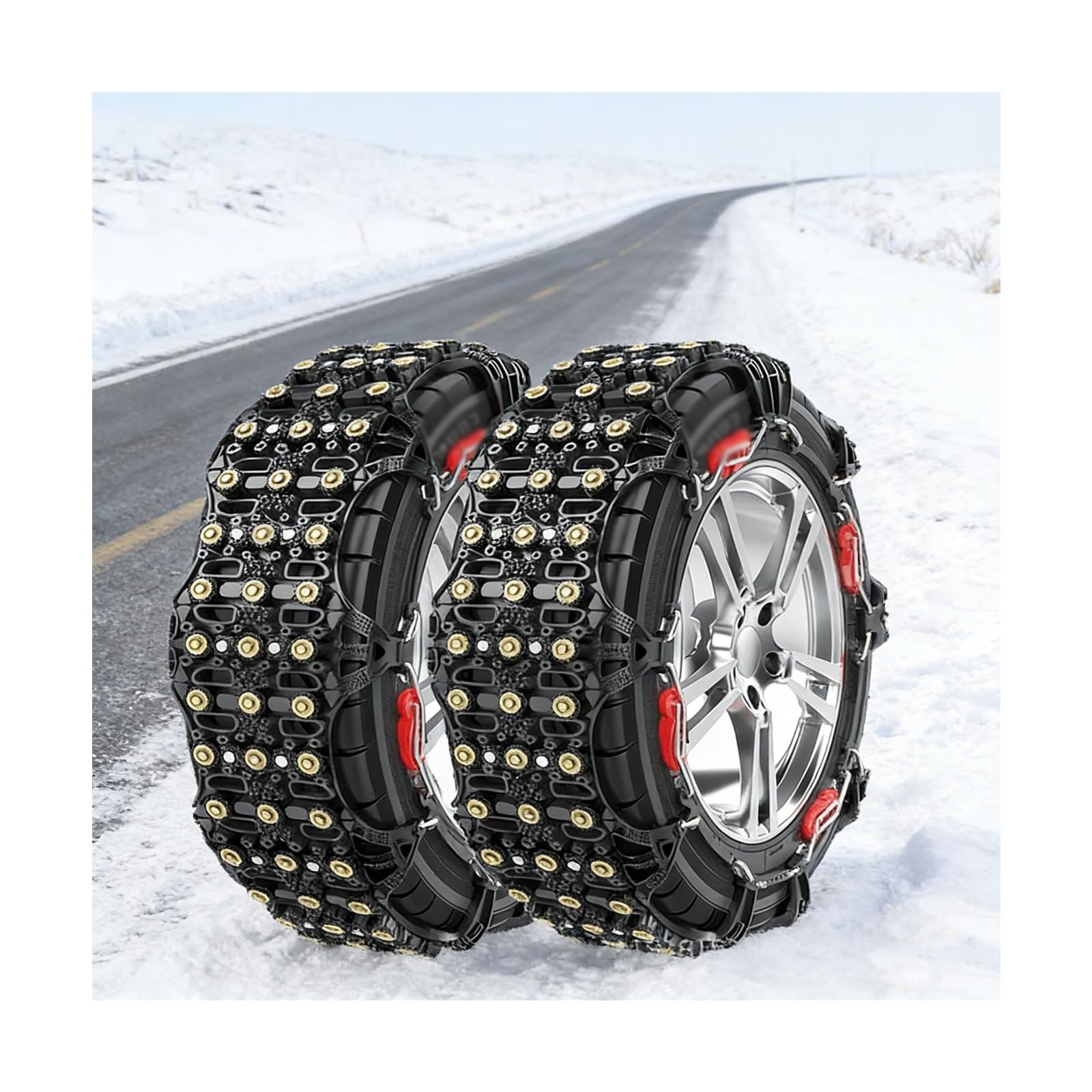 Cadenas Para Coche Nieve,Cadenas Ruedas Nieve, Para Camionetas, Suv, AutomóViles, Camionetas, Paquete De 2 Antideslizantes(215/50R18)