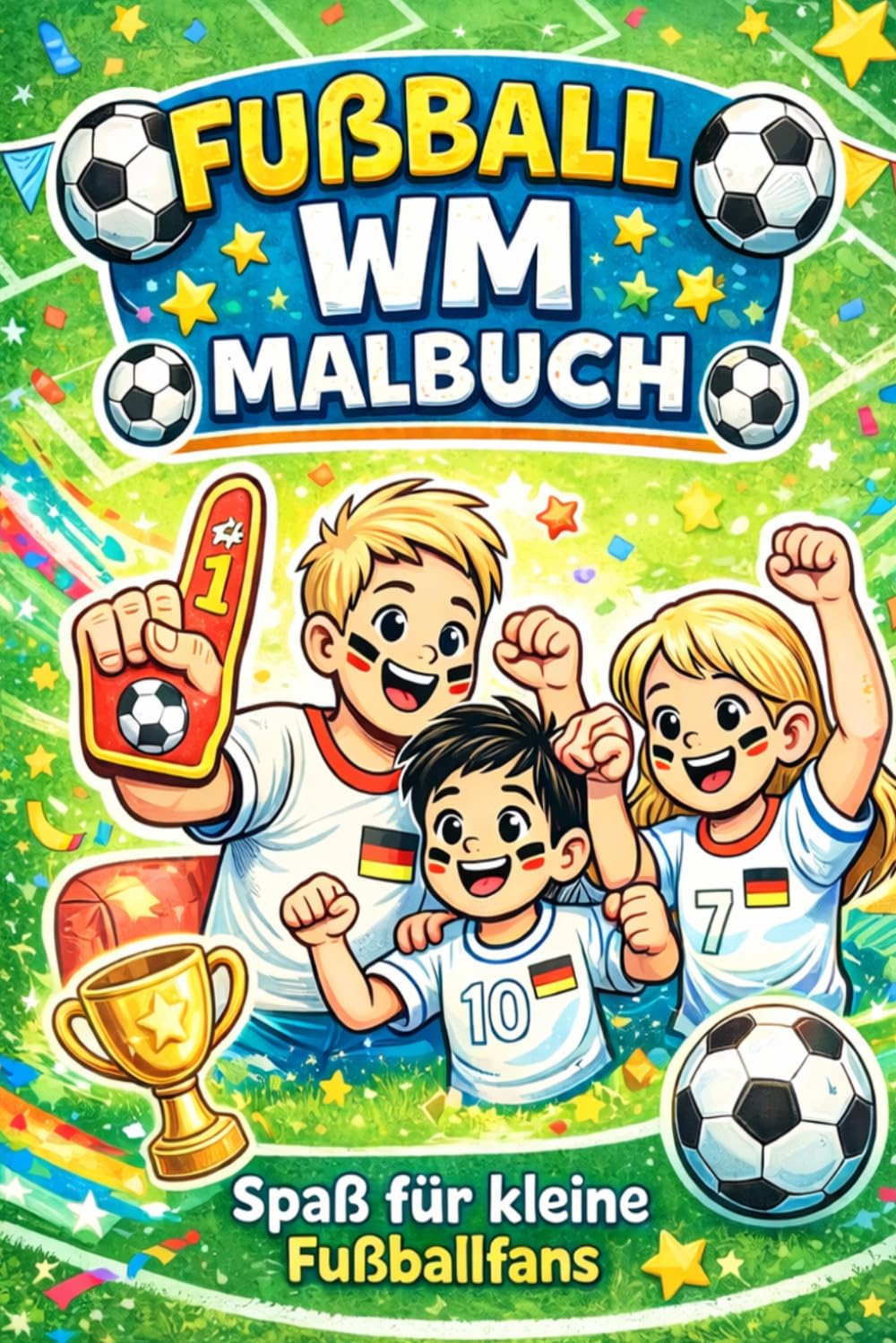 Das Malbuch zur Fußball WM: 25 lustige Fußball Ausmalbilder für Kinder – Malspaß für kleine Fußballfans von 3–10 Jahren