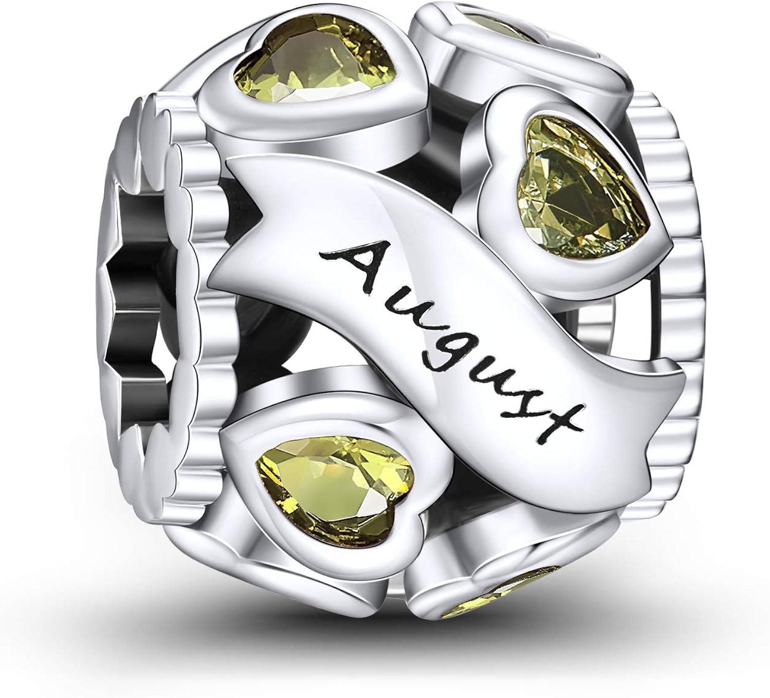 Abalorio de plata de ley 925 con piedra natal de Ningan abalorio de corazón para pulseras y collares regalo de cumpleaños para mujeres y niñas