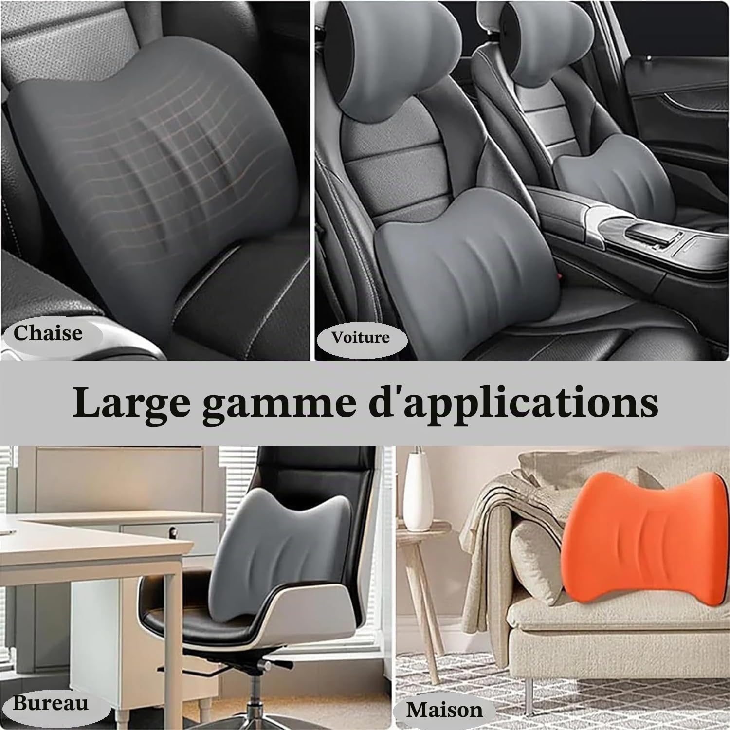 Ensemble de coussin de soutien lombaire et de repose tête pour voiture | Coussin de siège de voiture en mousse à mémoire de forme pour le soutien du cou et du dos - Repos pour le cou et le taille