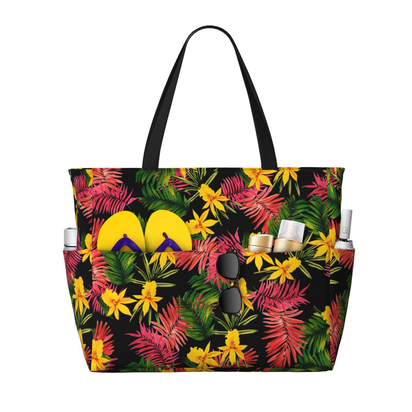 CHAOS MONKEY Women Large Beach Bag Sandproof Waterproof Travel Weekender Foldable Tote Bag for Pool Vacation Gym