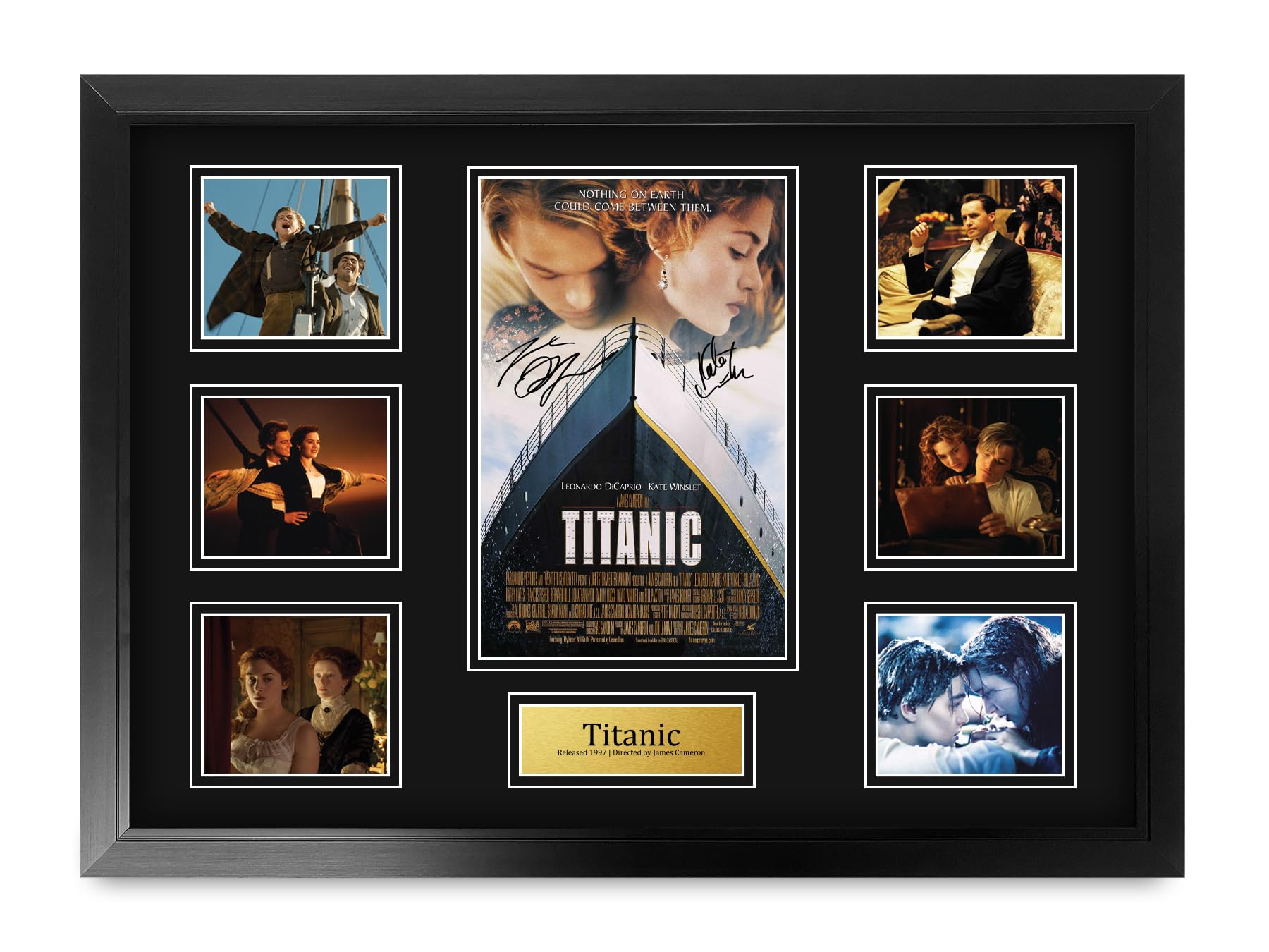 HWC Trading Titanic Leonard DiCaprio, Kate Winslet Geschenke Geducktes Signiertes Autogramm Foto für Fans von Film Memorabilien - A2 Gerahmt (ID-006593)