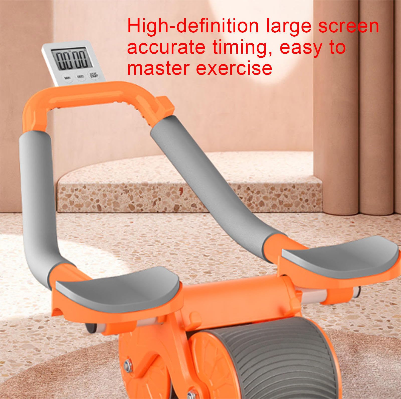 Automatisches Rebound-Bauchrad – Ab-Roller mit Ellenbogenstütze und Timer – Bauch-Roller für Rumpftraining, Heimgymnastik, Bauchübungen,A