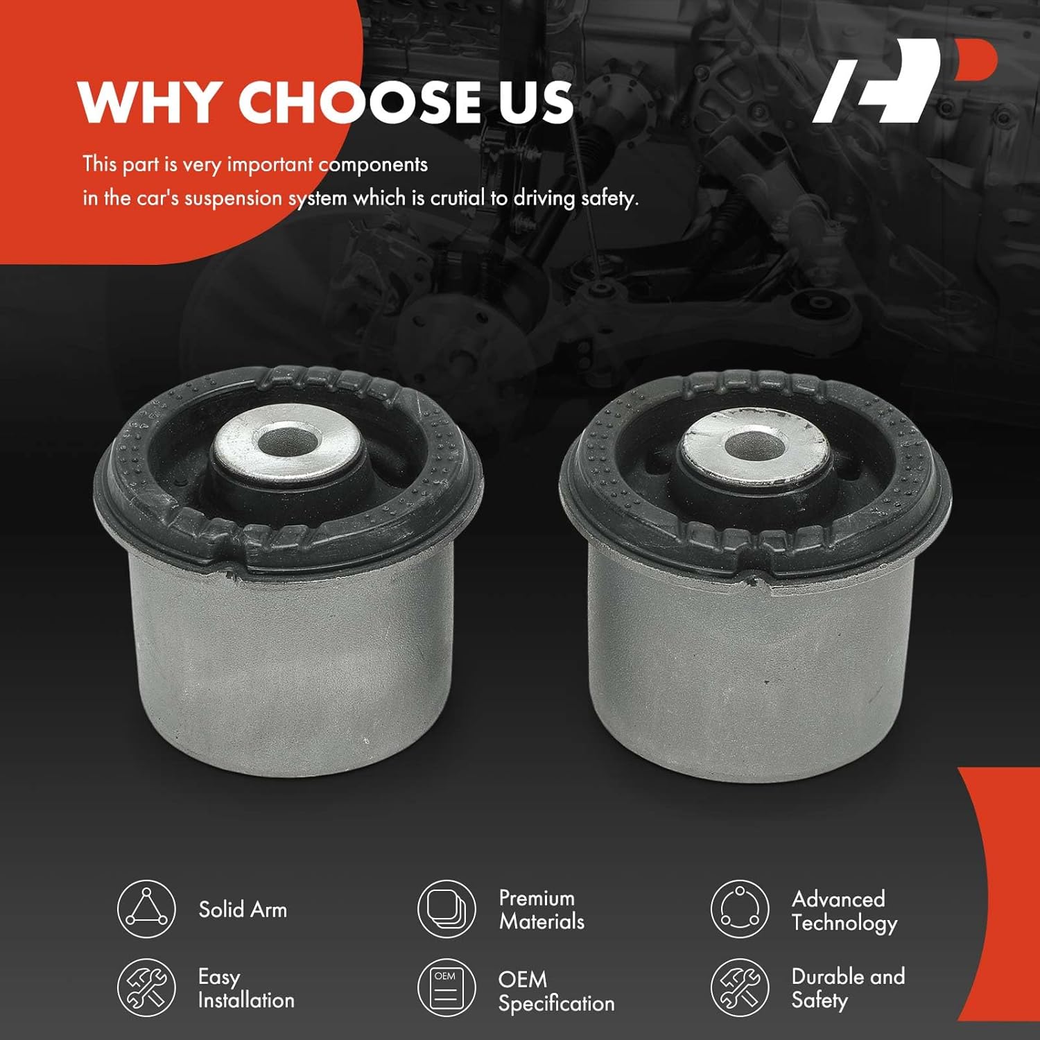 A-Premium 2 x Rear Trailing Arm Bushing Kit, Compatible with Hyundai Accent 2011-2017