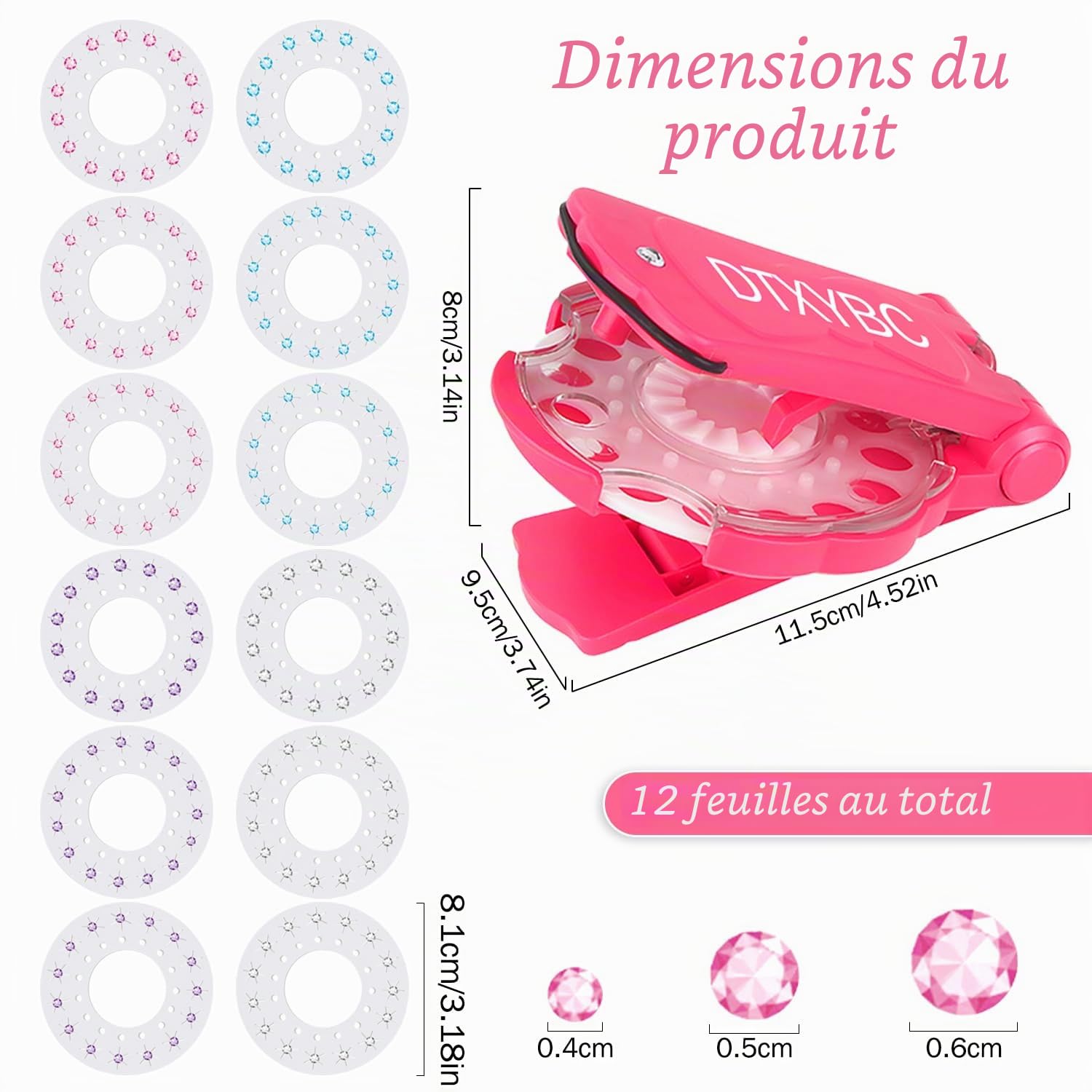 Machine à Strass Cheveux – 180 Gemmes, Kit Bedazzler Créatif, Fille Enfant, Voyage, Paillettes