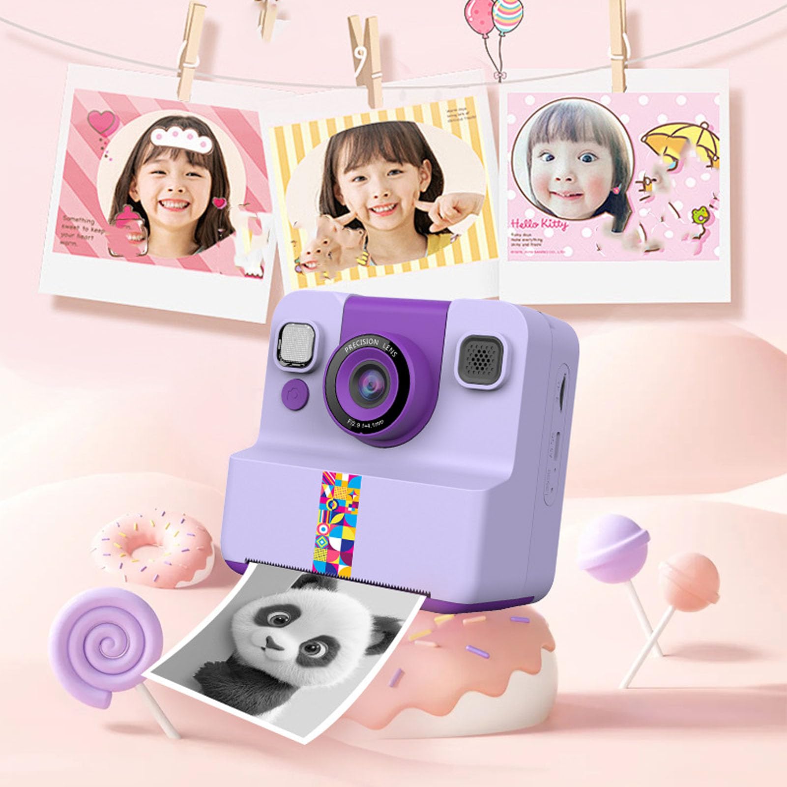 Dpofirs Instant Print Camera con capacità 24MP (PURPLE)