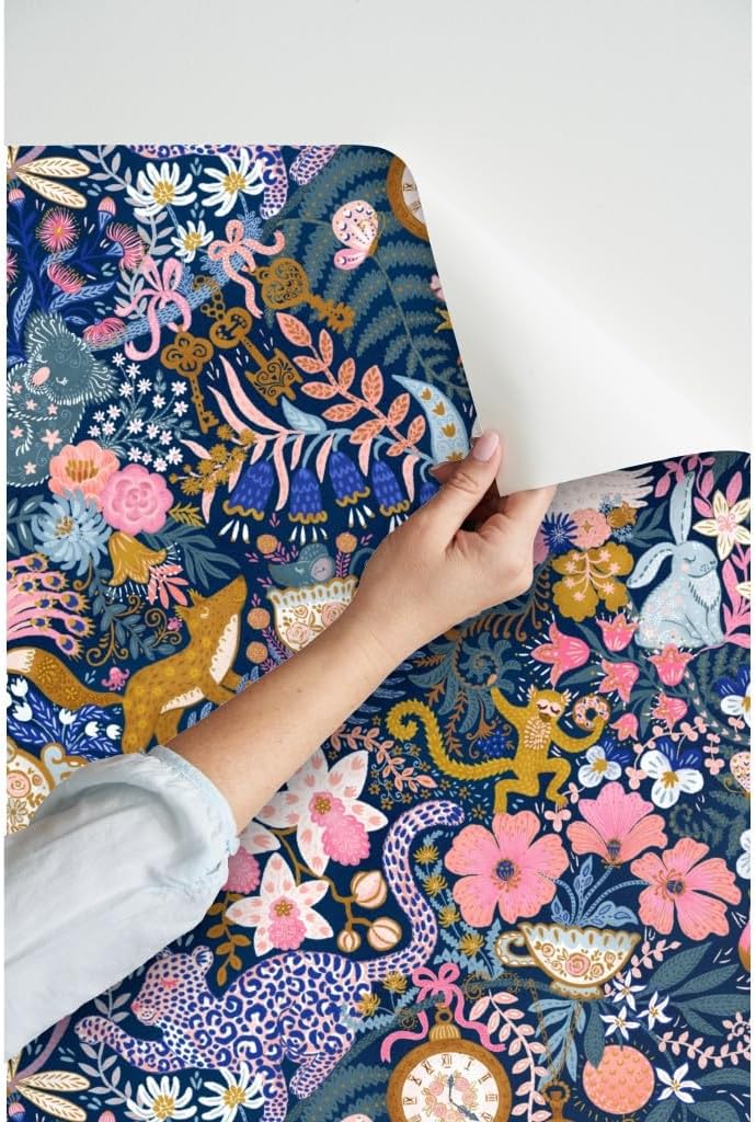 Peel & Stick Wallpaper Swatch - maximalist,Tea Party,Whimsical Chintz,Pink Purple Mustard,Swans and Flamingos Custom Removable Wallpaper by Spoonflower