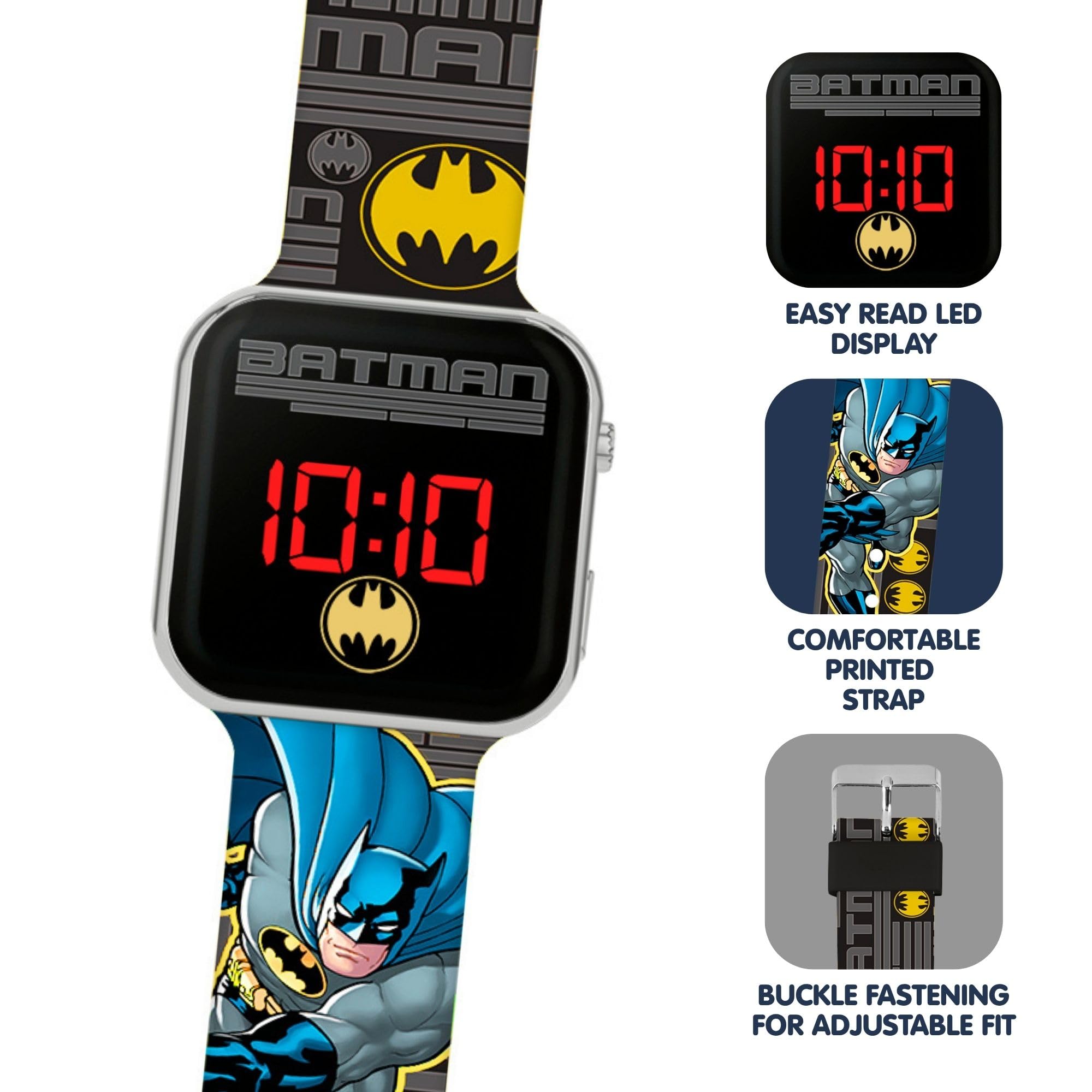 Batman Reloj Digital de Cuarzo para niño Correa Silicona BAT4864 Negro