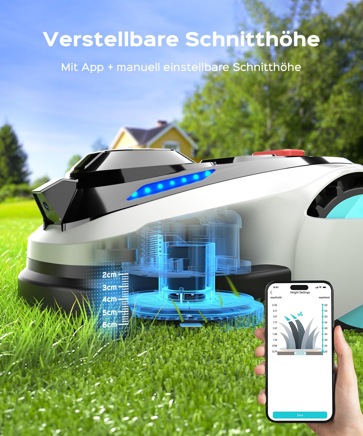 (2026 Upgrade) YARDCARE N1600 PRO Mähroboter ohne Begrenzungskabel, Empf. 1600 m² – Rasenroboter mit RTK & Vision, U-förmiges Mähmuster, Multizonen-Management, App-Steuerung und KI Hindernisvermeidung