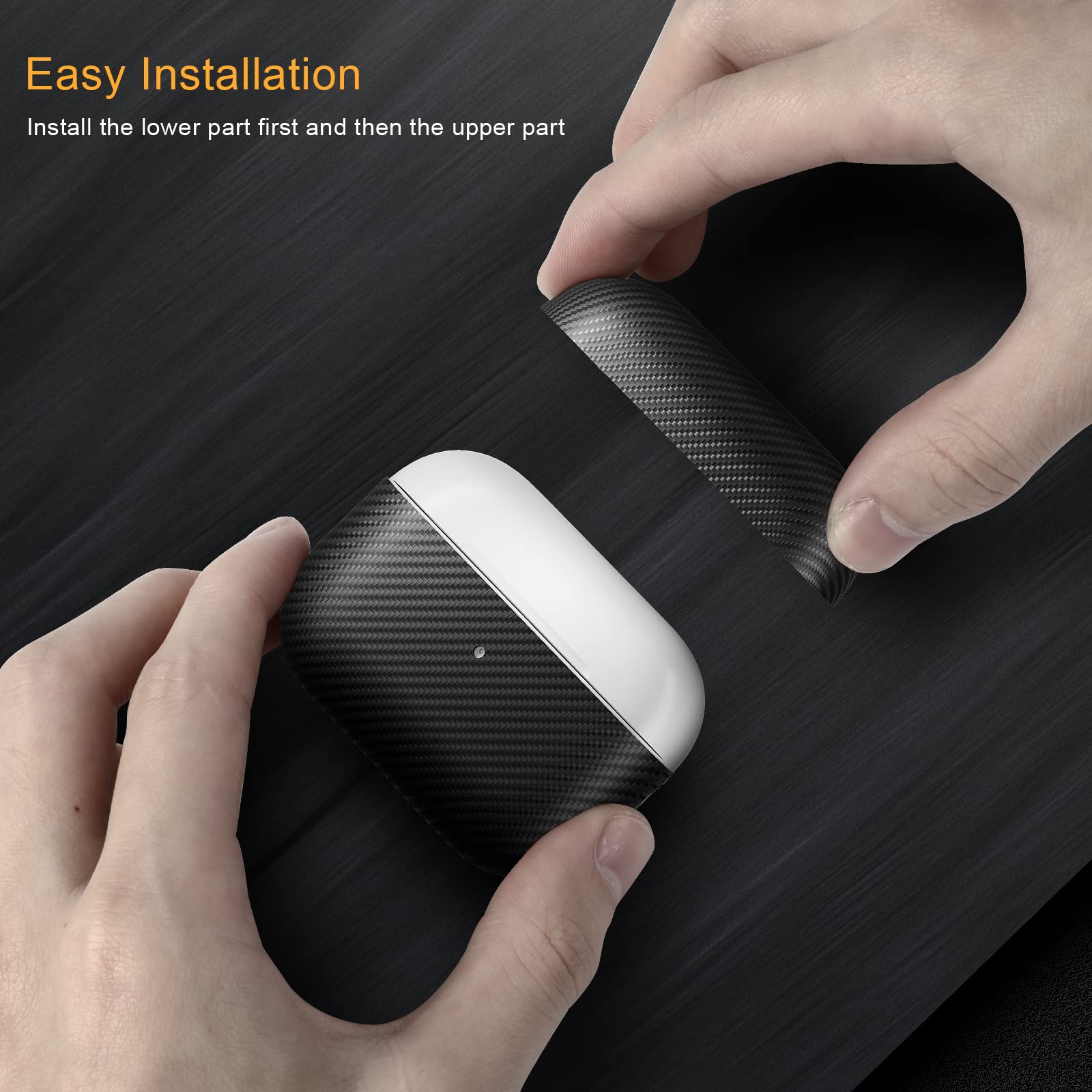 memumi Carbon etui do AirPods Pro 2, 0,3 mm, super cienkie, etui z prawdziwego włókna aramidowego 600D [100% włókno aramidowe] do AirPods Pro 2 2022 - czarne