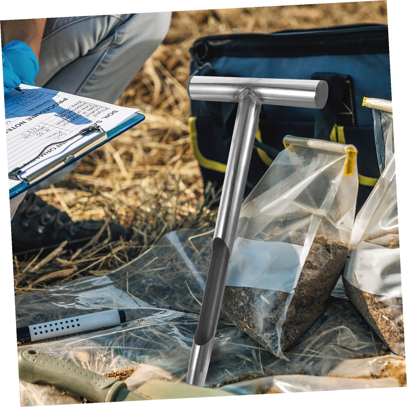 SHINEOFI Bodenprobenentnahmewerkzeug aus Edelstahl mit Ergonomischem Griff Leicht zu Bedienen für Garten und Rasenpflege