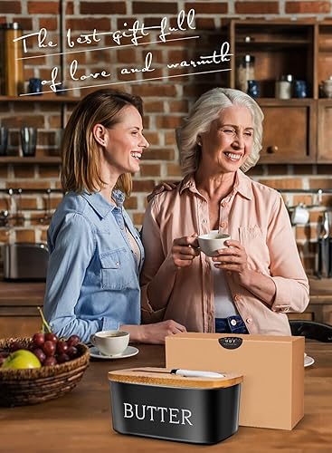 Miniatura 6 de Mantequillera con tapa recipiente grande para mantequilla para encimera, soporte de mantequilla de cerámica para mostrador, bandeja de mantequilla