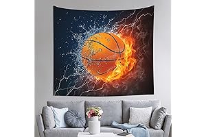 Gbuzozie Basketball Tapestry: Fire and Water Art for Bedroom