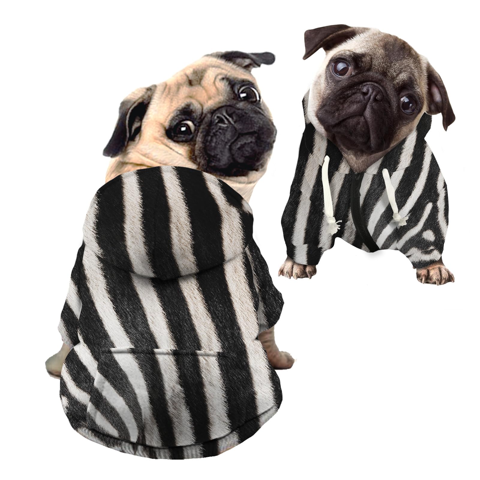 Kuiaobaty Novelty Zebra Print Hooded Dog Clothes Sweatshirt Soft Dog Onesie Jumpers Clothing, Black White Stripes Dog Hoodies — image 1