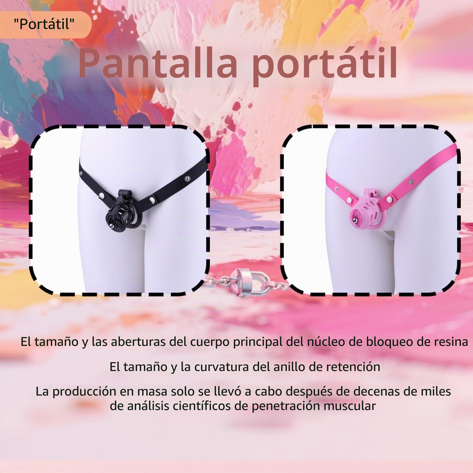 Jaula de ejercicio de resina ABS para hombre-eshlZ75(Rosa, Estándar+Cinta) | Accesorio de herramienta ejercicio de protección pequeña oculta