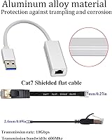 Vista 6 de Adaptador Ethernet USB 3.0 a Gigabit RJ45 10/100/1000Mbps USB 3.0 macho a RJ45 hembra adaptador de red LAN