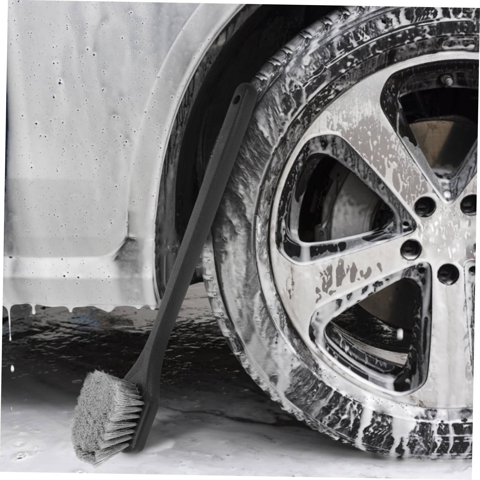 Alipis Spazzola per Ruote e Pneumatici Manico in Pp, Pulizia Potente e Versatile per Cerchi Auto, per Detailing e Manutenzione del Veicolo