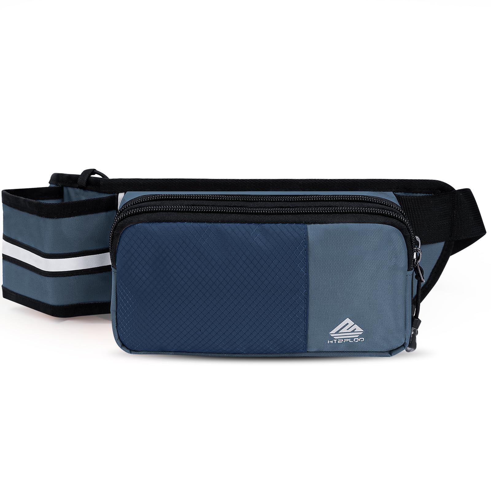 HTZPLOO Fanny Pack for Women Men with Water Bottle Holder,Waist Bag for Hiking,Travel,Running,Dog Walking,Workout,Cycling (Dark Blue)