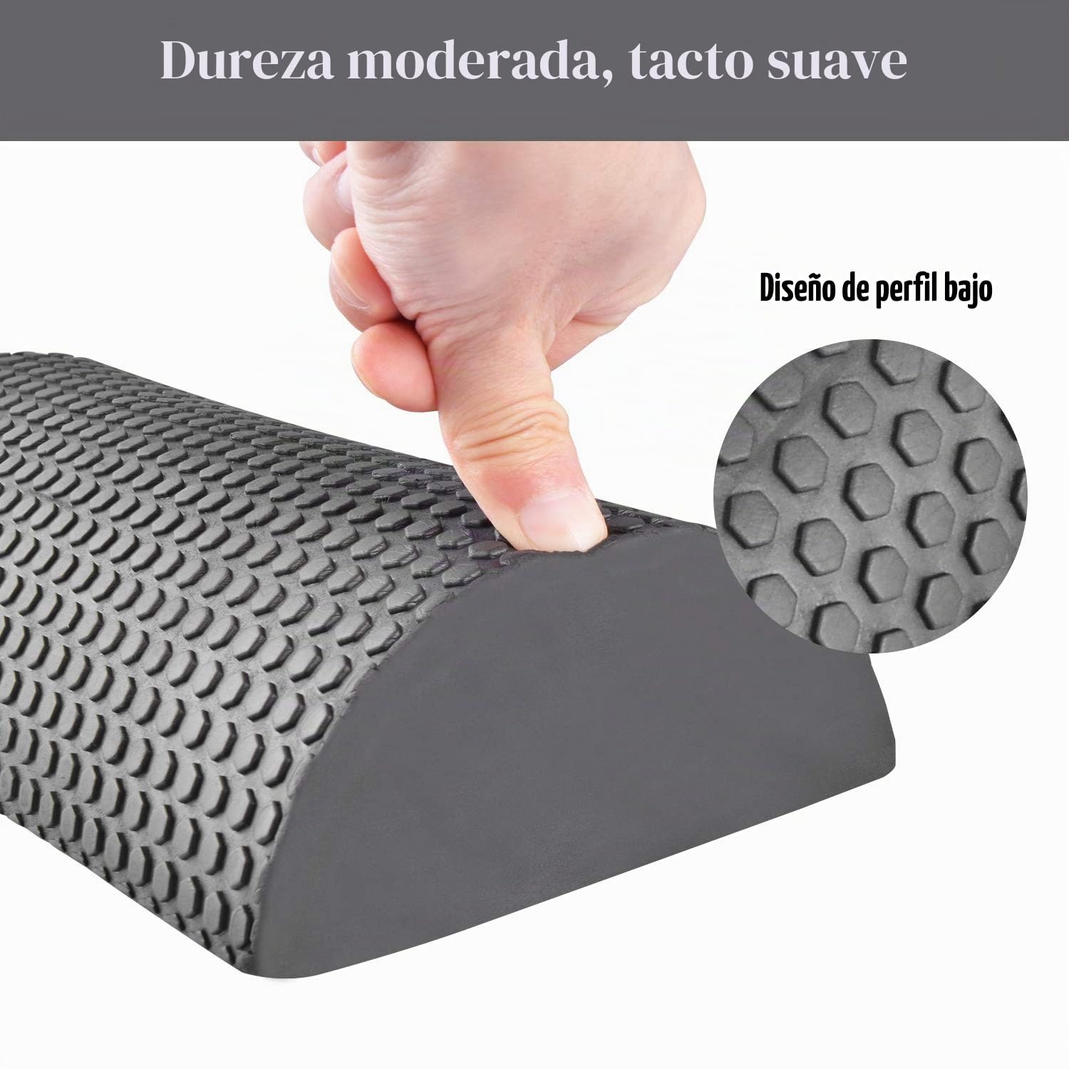 Yoassi Medio Rodillo de Espuma para Yoga 30cm, Pilates y Fitness, Cilindro Medio de Foam para Pantorrillas, Ejercicio de Pie y Cuello, Liberación Profunda de Tejido Miofascial y Alivio de Dolores