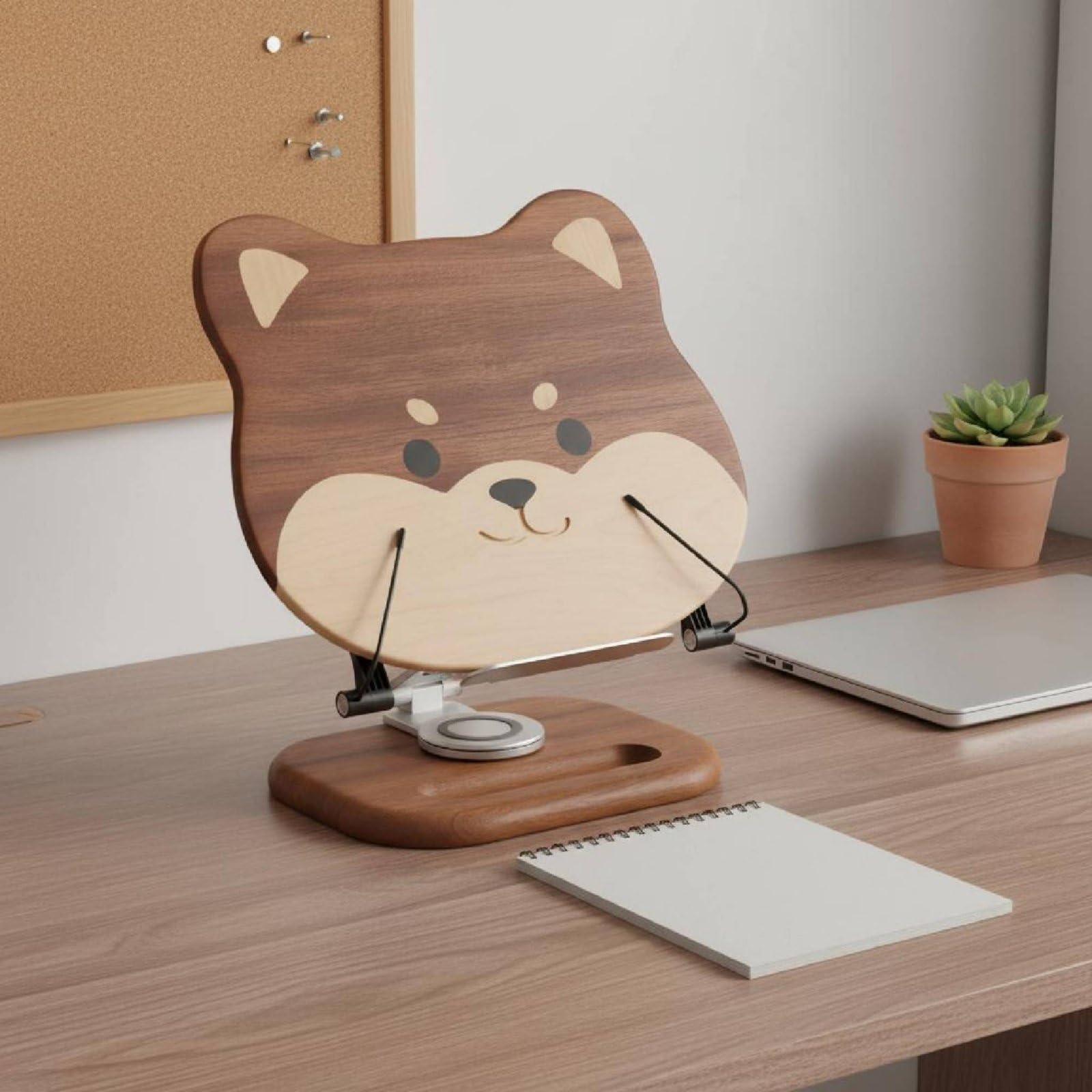 Leggìo per Bambini Supporto Libro Stand Porta Libri Porta Tablet in Legno con Vassoio Integrato Fermapagine E Braccio in Alluminio Base Rotante
