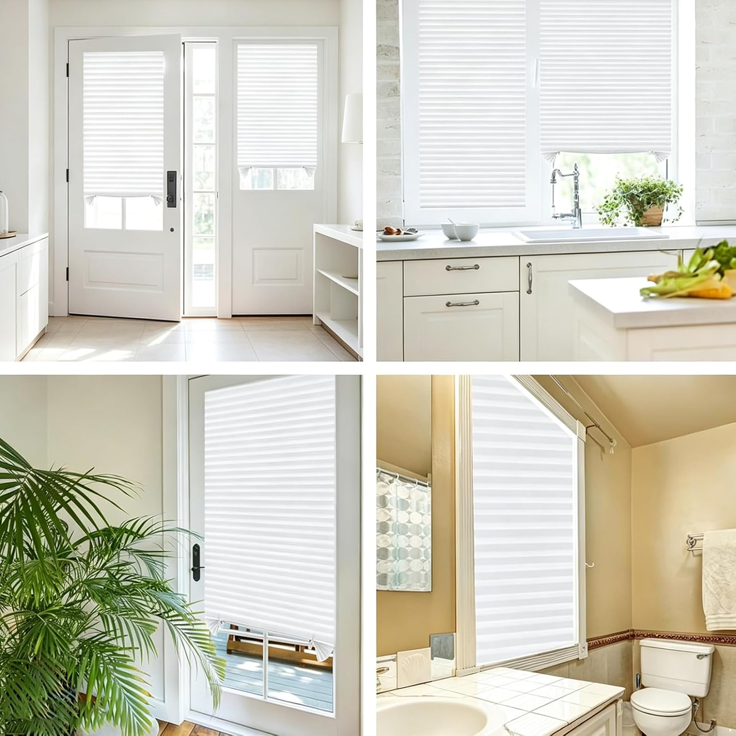Sholeno Window Blinds Cordless Temporary Blinds for Office White 35x59 Inch