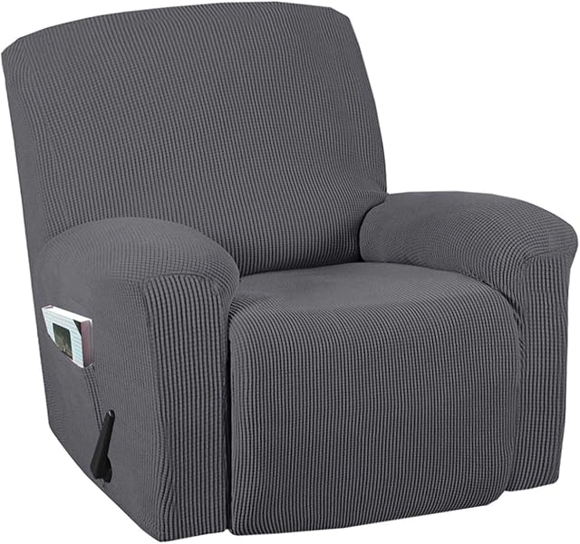 Fiacvrs 4 Pcs Stretch Recliner Covers,Recliner Chair Slipcovers,Recliner Couch Cover,Stretch Recliner Sofa Slipcover,Furniture Protector Cover Sofa Slipcover for Recliner Chair Cover(Gray)