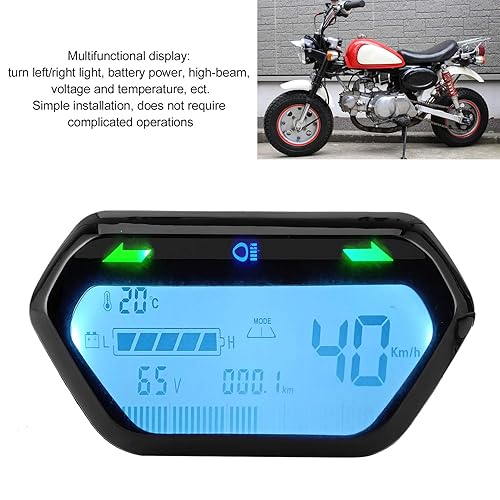 Miniatura 3 de Aramox Velocímetro digital universal para motocicleta, tacómetro de 48 V60 V, fibra negra y de carbono, material ABS, pantalla de 8.1 x 8.5 pulgadas