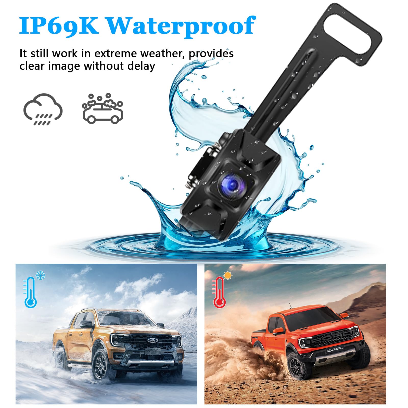 AHD 2K Backup Camera for Car 5 Inch Back Up Camera for Cars Truck w Super Night Vision 150 Degrees Wide Angle DIY Guide Lines IP69 Waterproof Rear View Camera with Monitor, Plug & Play