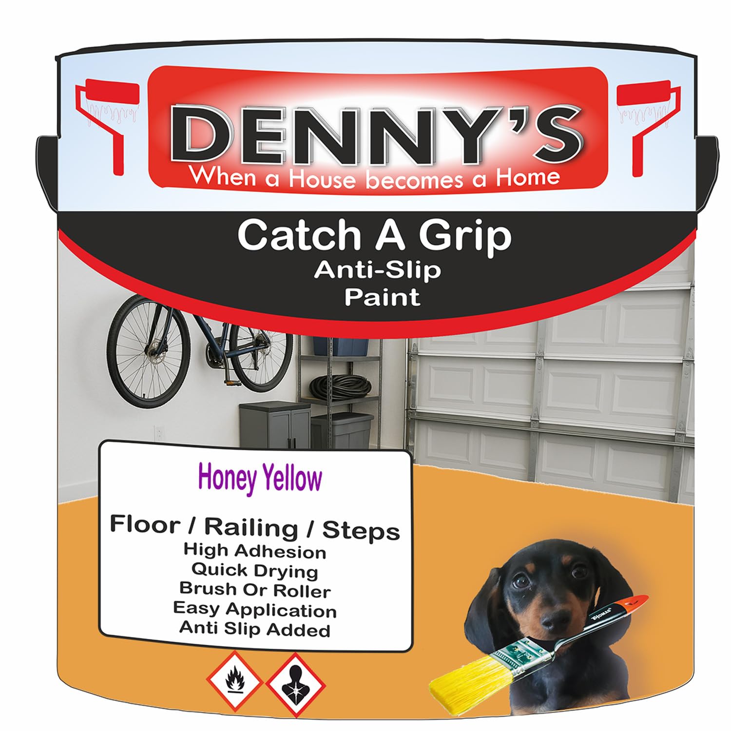 SCOOBYS PAINTS BACK IN THE MIX Catch A Grip Anti Slip Floor Paint – Non Slip Coating for Steps, Railings & Garages – 170 Colours, High Adhesion, Quick Dry, Multiple Sizes (Honey Yellow, 250ml Tin)