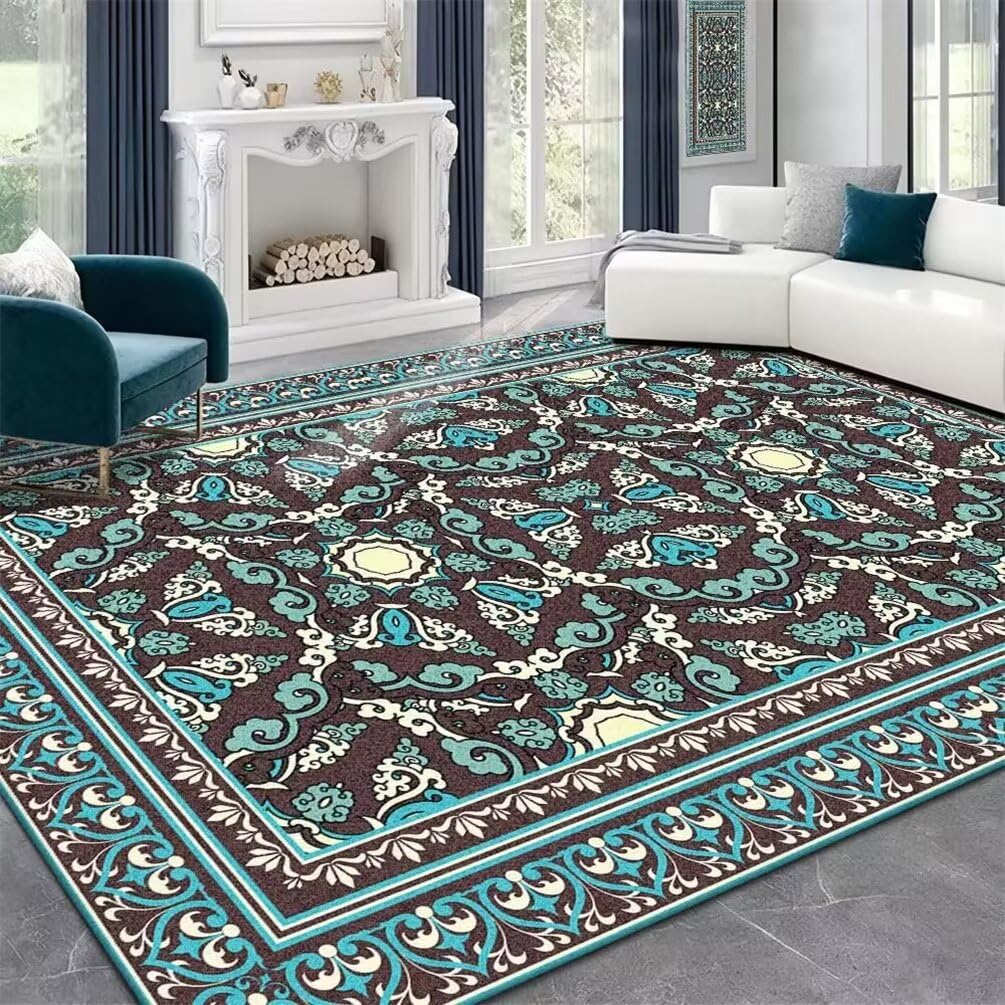 Tapis de fleurs bleu 120x160cm pour habiller la terrasse ou la chambre