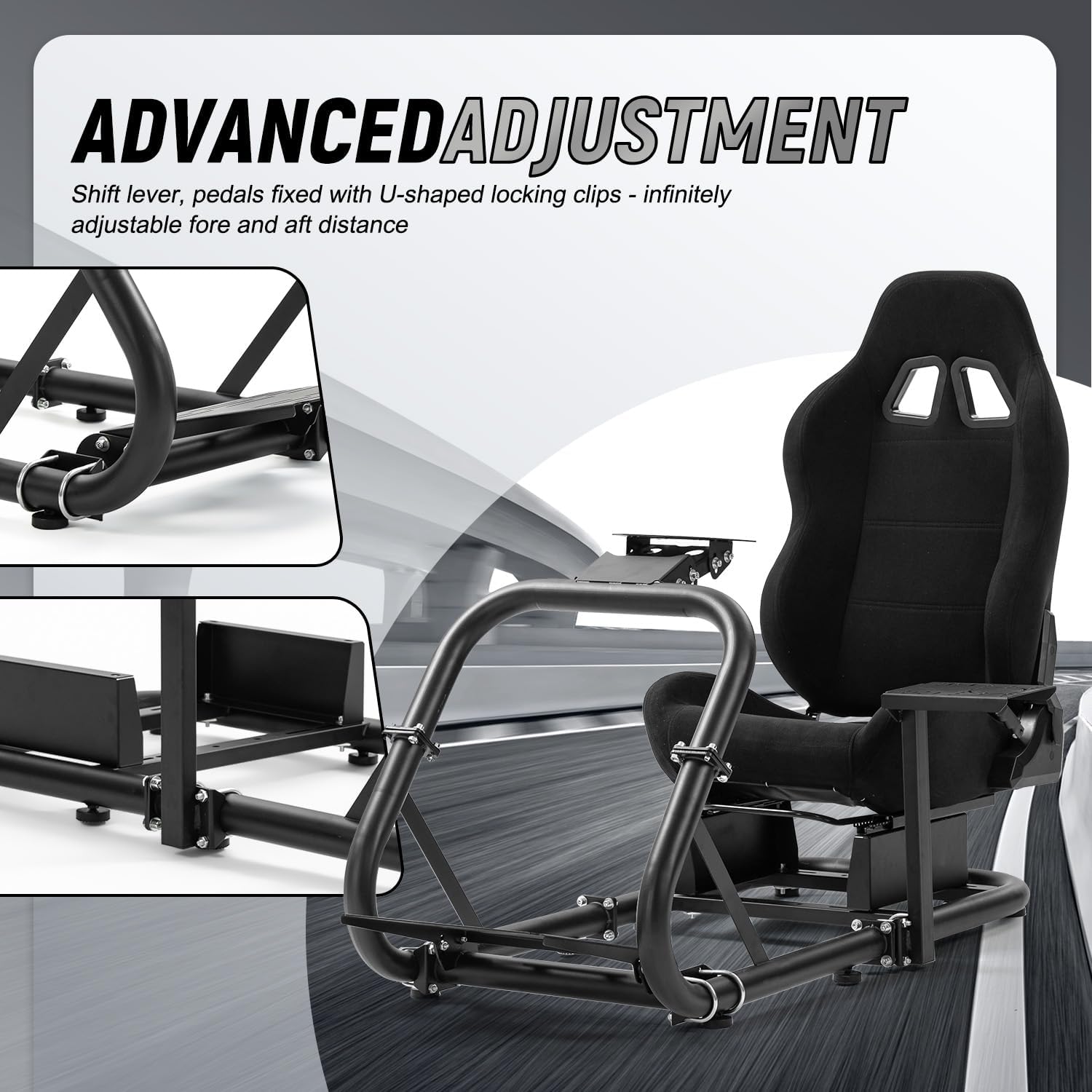 Marada Driving Simulator Cockpit with Seat Pro Steering Wheel Stand fit for Logitech G29 G920 G923, for Thrustmaster T300, for Fanatec, Racing Simulator, Without Wheel Pedal Handbrake Shift