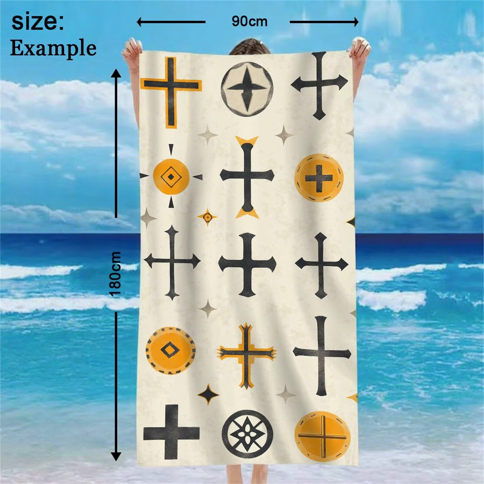 Toalla Microfibra Grande 100x200cm Toalla Playa Beige Toallas de Playa Secado Rapido, Toallas Bano con Bolsa, Beach Towel Sencillez Antiarena Ligeras para Piscina Viaje Yoga Gimnasio Deportes VQ-470
