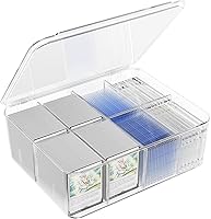 sysdmno Transparent Trading Card Storage Box - Holds 2000+ Loose Cards, Adjustable 8 Compartments for MTG, Baseball, Graded, Toploaders