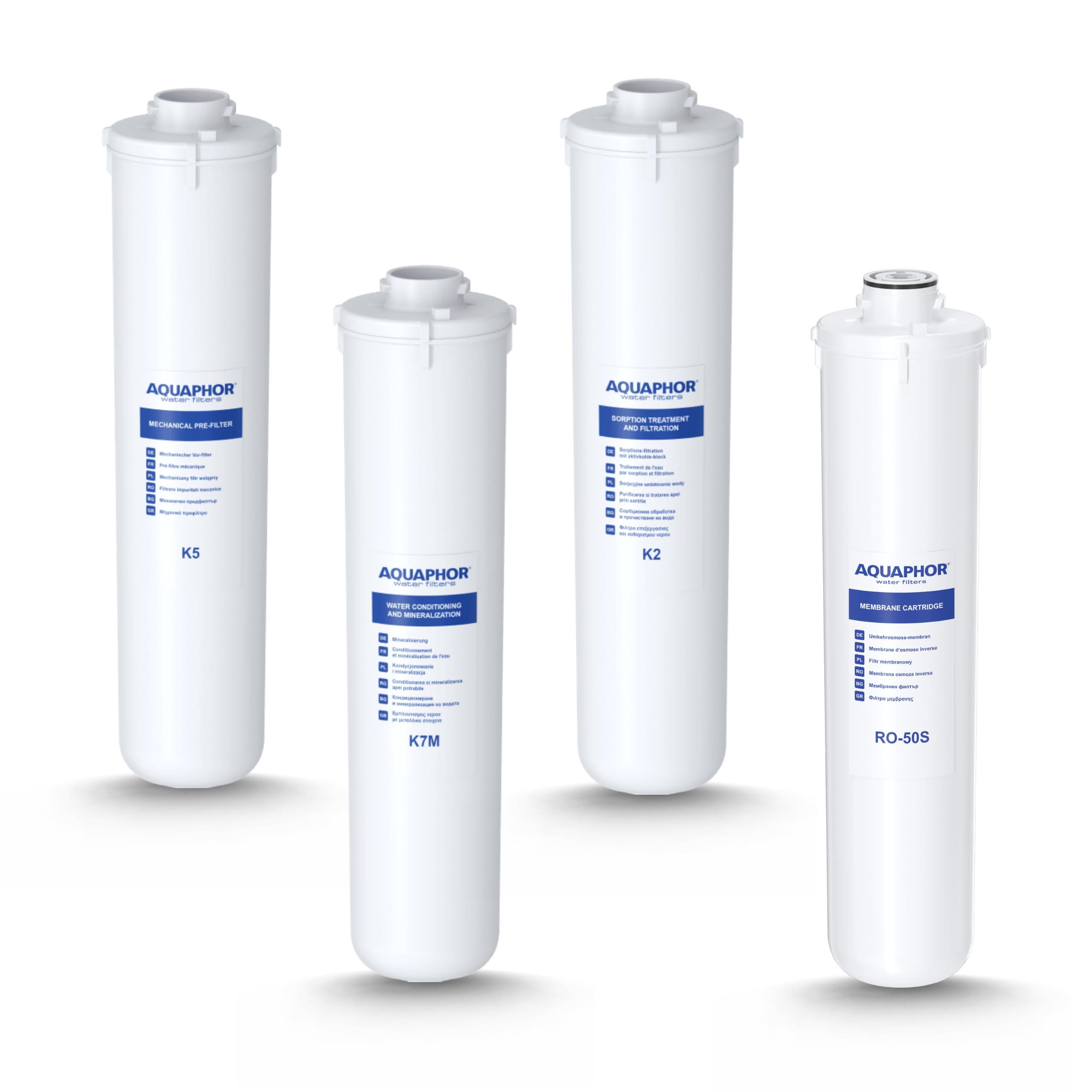 Aquaphor Ersatzfilter Set für Morion RO-101S Umkehrosmoseanlage mit Membran RO-50S K2 K5 K7M Wasserfilter Set zur Wasseraufbereitung Mineralisierung und Reinigung 4 Stück
