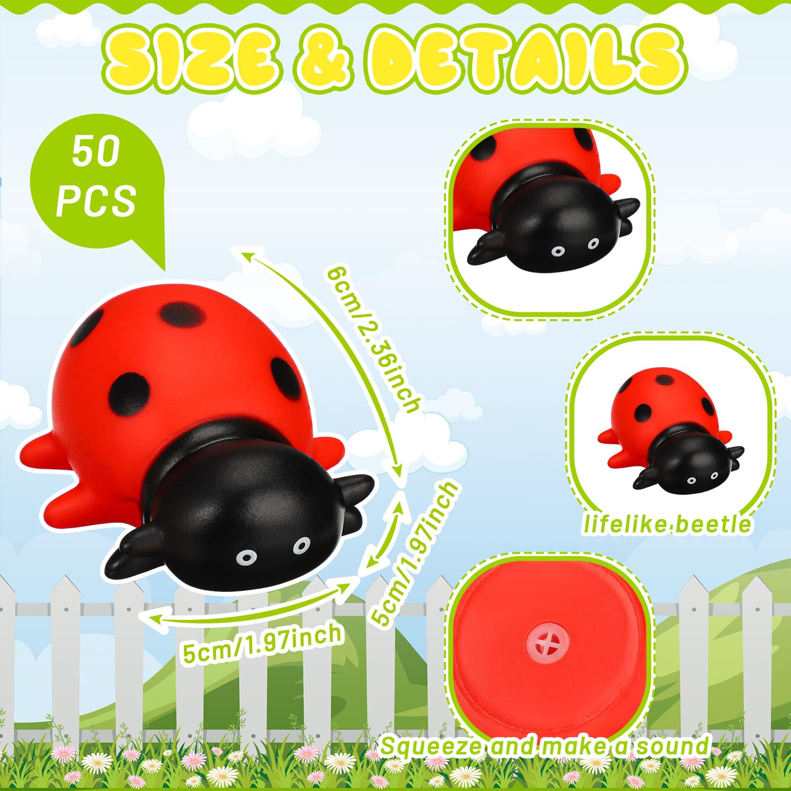 Amazon.co.jp: Syhood 50個 きしむミニてんとう虫おもちゃ フェイク