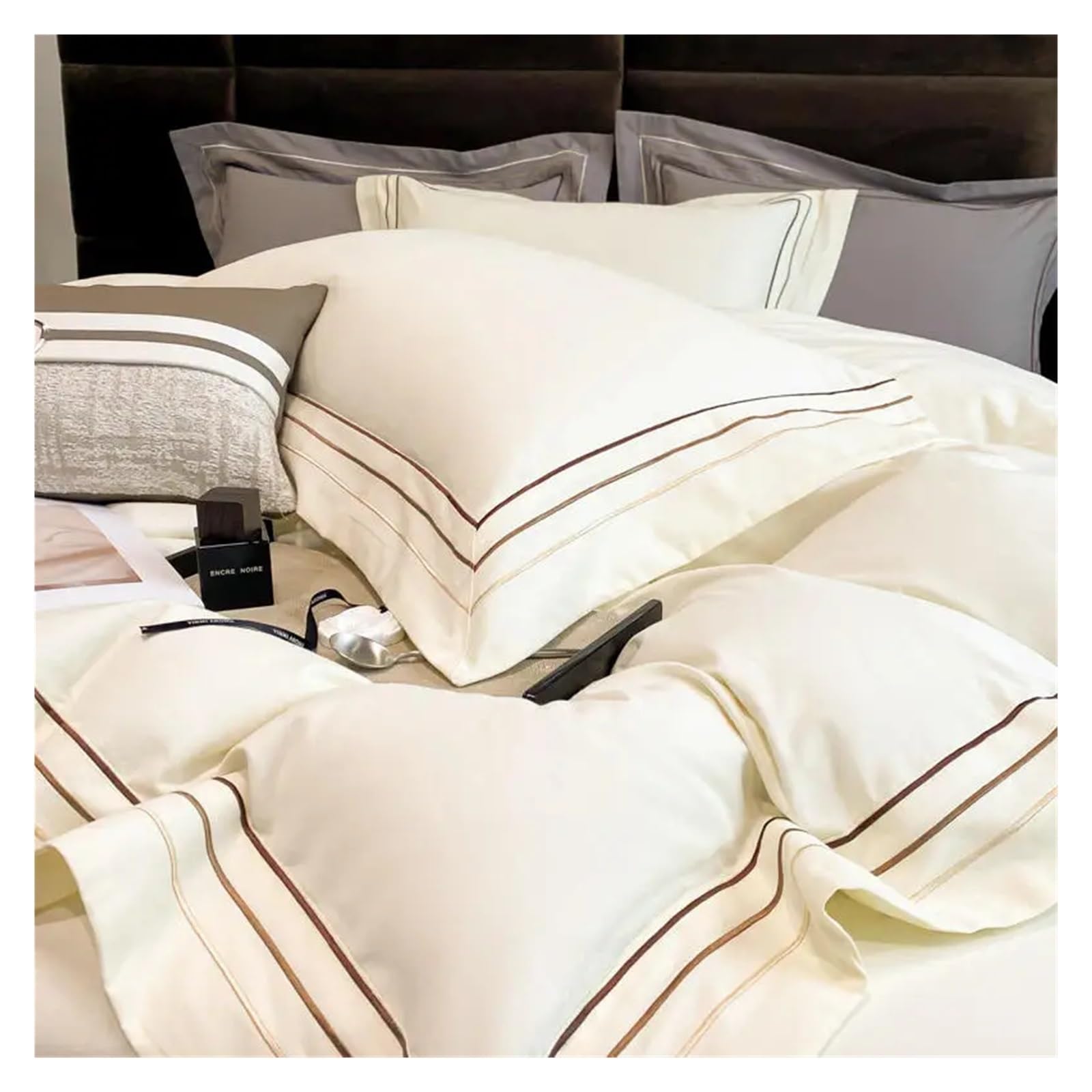 Housse de Couette brodée en coton de qualité supérieure pour une parure de lit chic