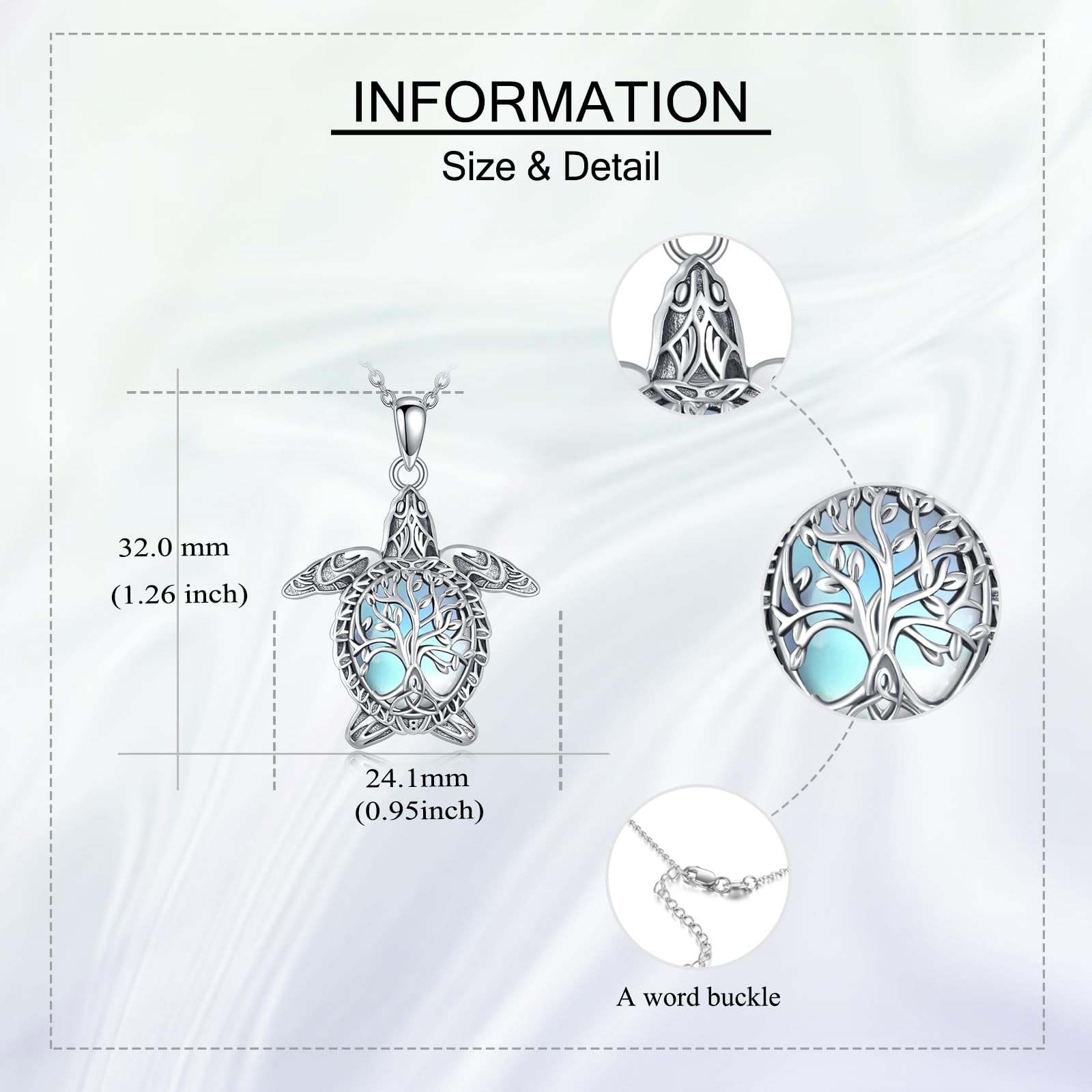Meeresschildkröte/Eule Mondstein kette Halskette 925 Sterling Silber Lebensbaum Filigraner Anhänger Halskette Valentinstag Schmuck für Damen