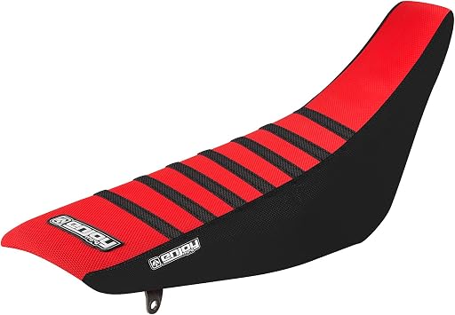 Enjoy Mfg Seat Cover - Compatible with Honda 2004-2014 CRF230 CRF 230 - Black Sides/Red Top/Black Ribs #149