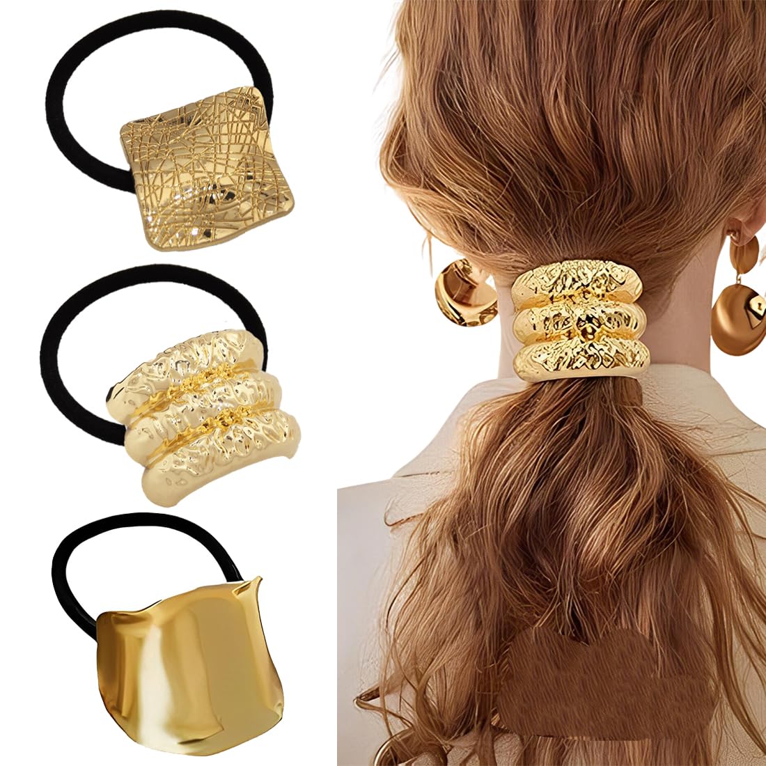 Mabor 2 fasce per capelli sottili in metallo per donne adolescenti ragazze alla moda oro argento ondulato in metallo fascia per capelli accessori per capelli carino fasce per capelli per capelli per