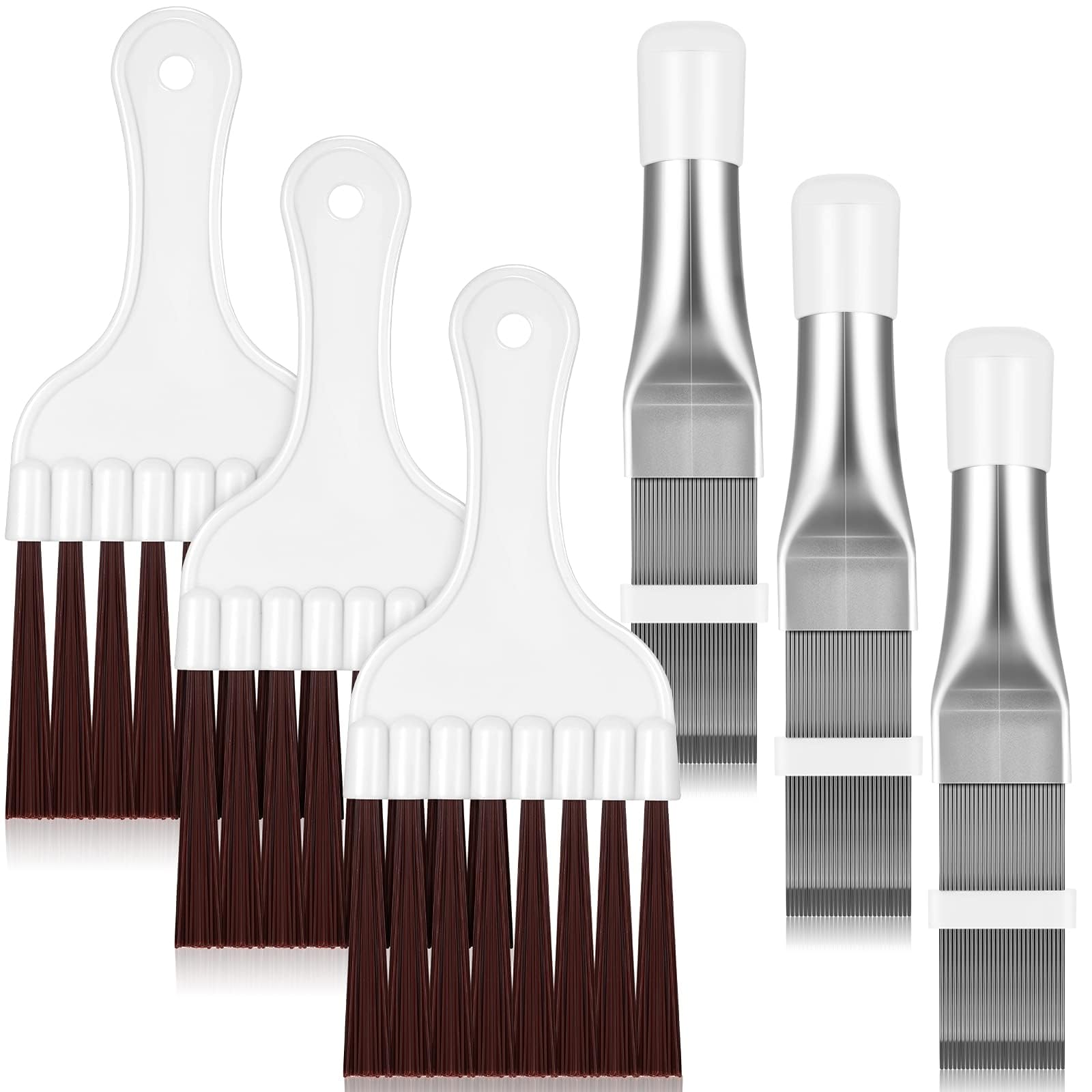 KASTWAVE 6 Pcs Air Conditioner Fin Cleaning Brush Set - Efficient Coil Cleaner for Evaporator & Radiator Maintenance, Essential Tool for Home & HVAC