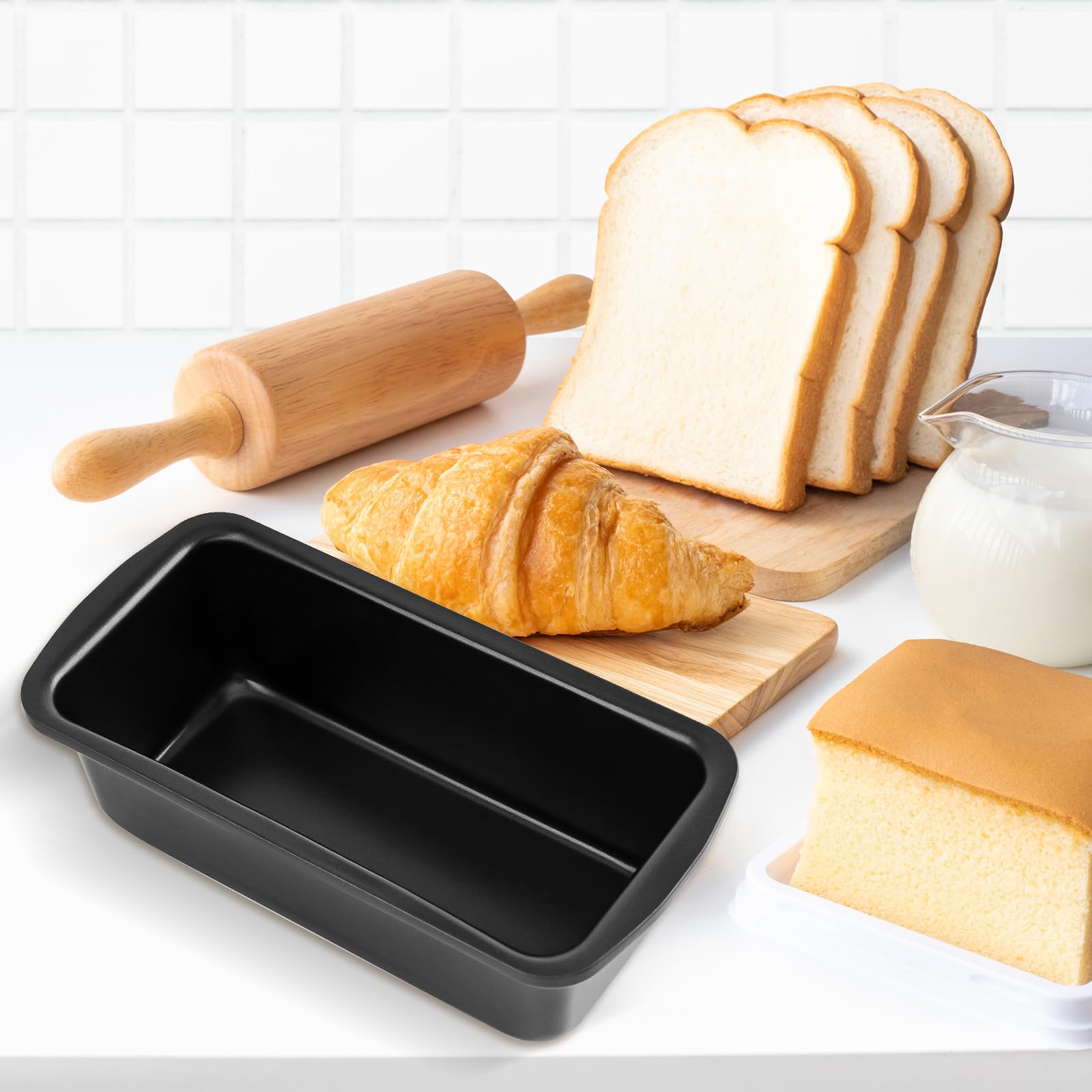 2 Stück Brotbackform Klein Kastenform Kuchen Antihaft Rechteckig Backform Brot backen Zubehör für Brot, Kuchen, Toast 19,5x9,5x6cm, mit Backpinsel Silikon
