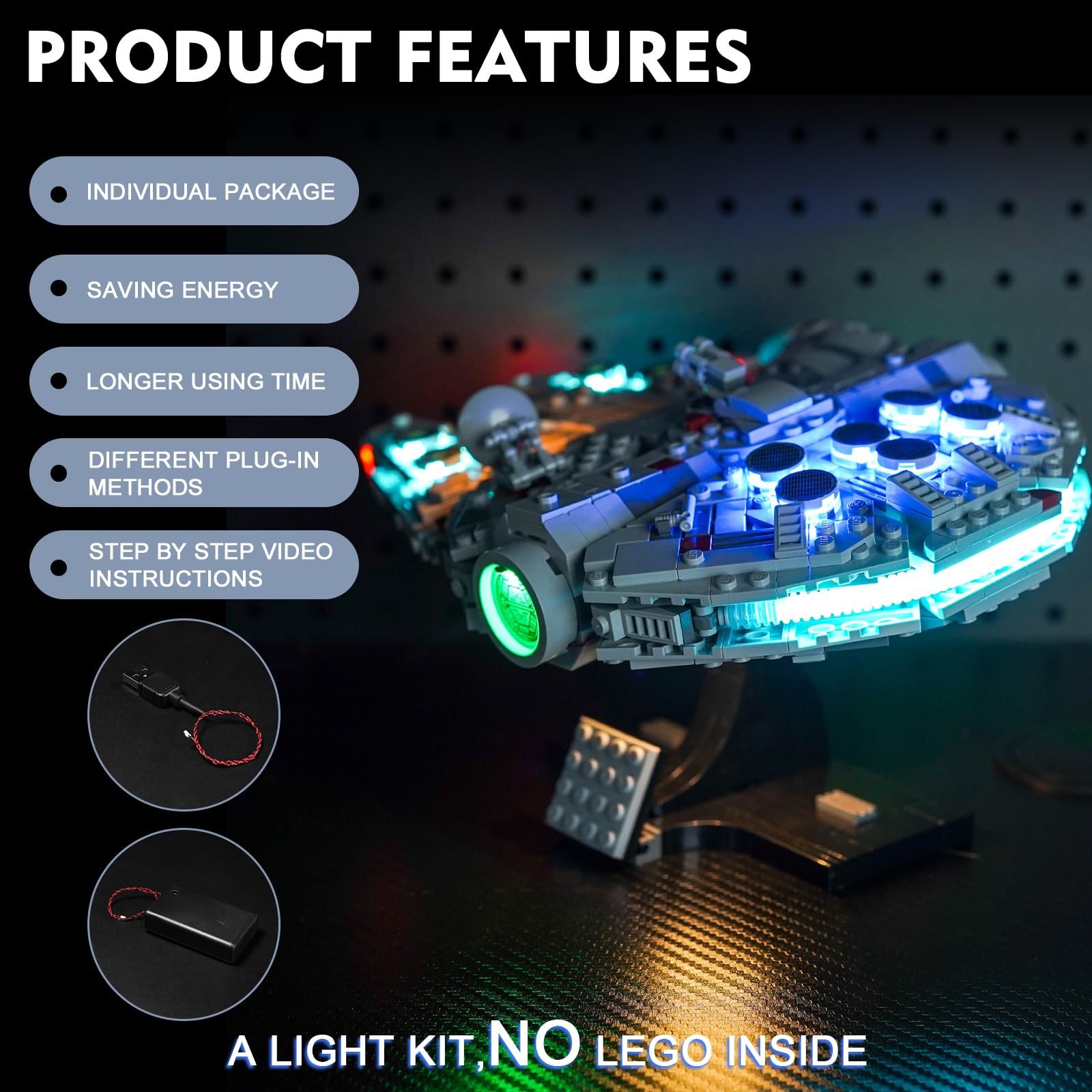 Led Light Set for Lego 75375 Millennium Falcon (No Lego), Decoration Lighting Set for Millennium Falcon Creative Toys - Image 4