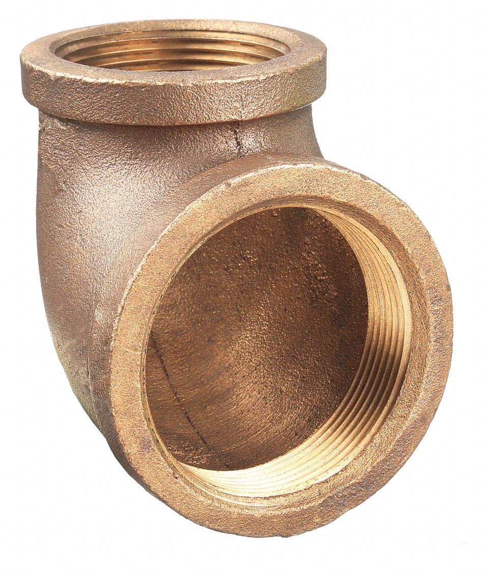 Red Brass Reducing Elbow, Fnpt, 1 Ea, 90 Degrees, 1 1/4 in X 1 in Pipe Size,20400007321