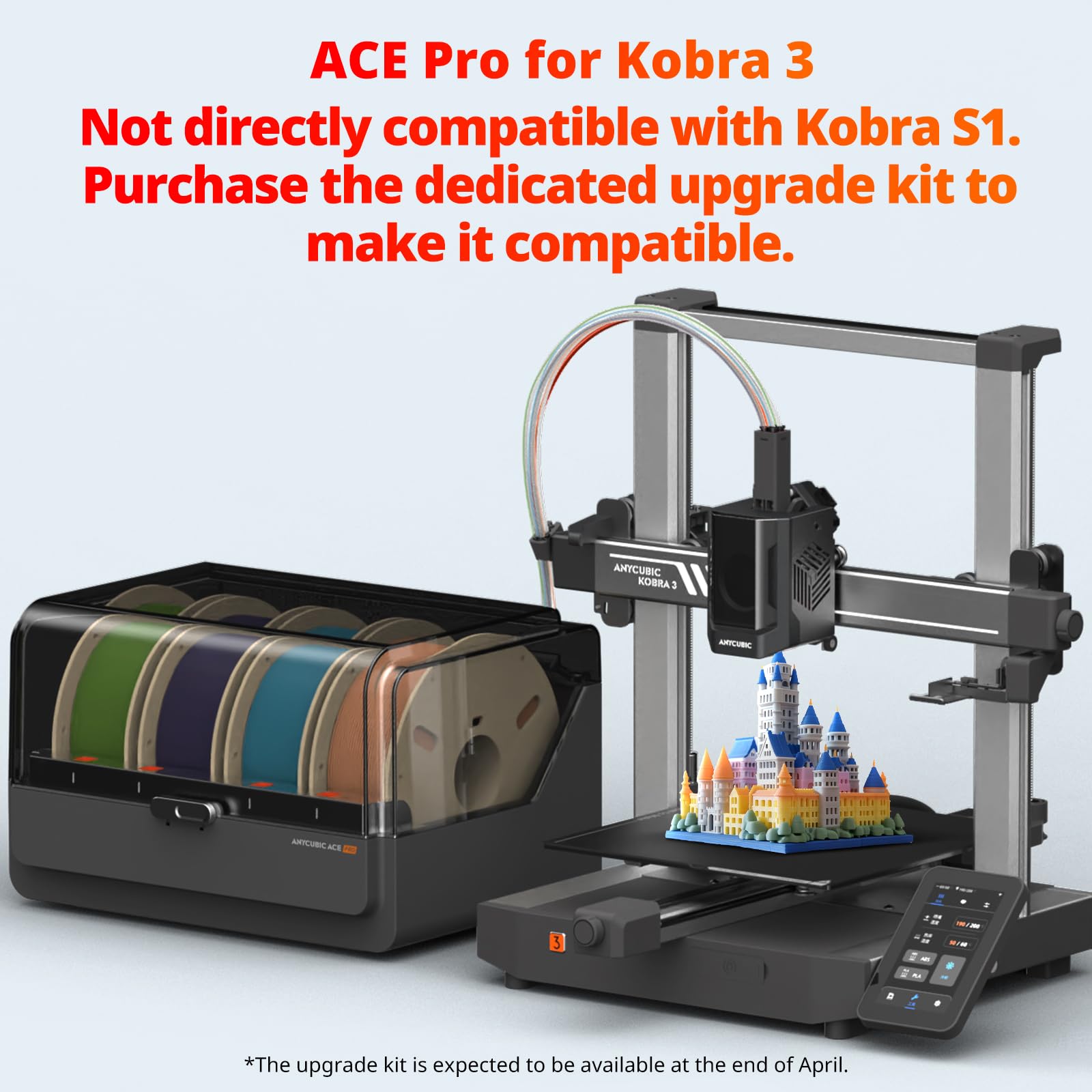 Anycubic Color Engine Pro, Not for Anycubic Kobra S1, Only Compatible with Kobra 3 3D Printer, Multi Color 3D Printer Automatically Filament System, Filament Dryer Nozzle Clog Detection