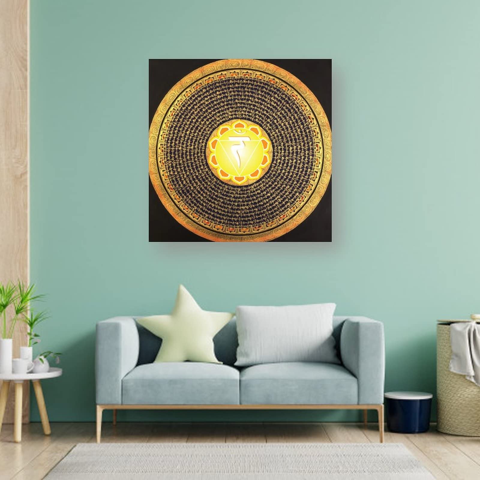 Poster solare del plesso chakra mantra mandala buddismo religione meditazione Buddha decorazione per la casa poster arte da parete camera da letto decorativa estetica 50 x 50 cm